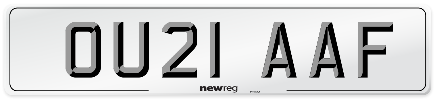 OU21 AAF Number Plate from New Reg